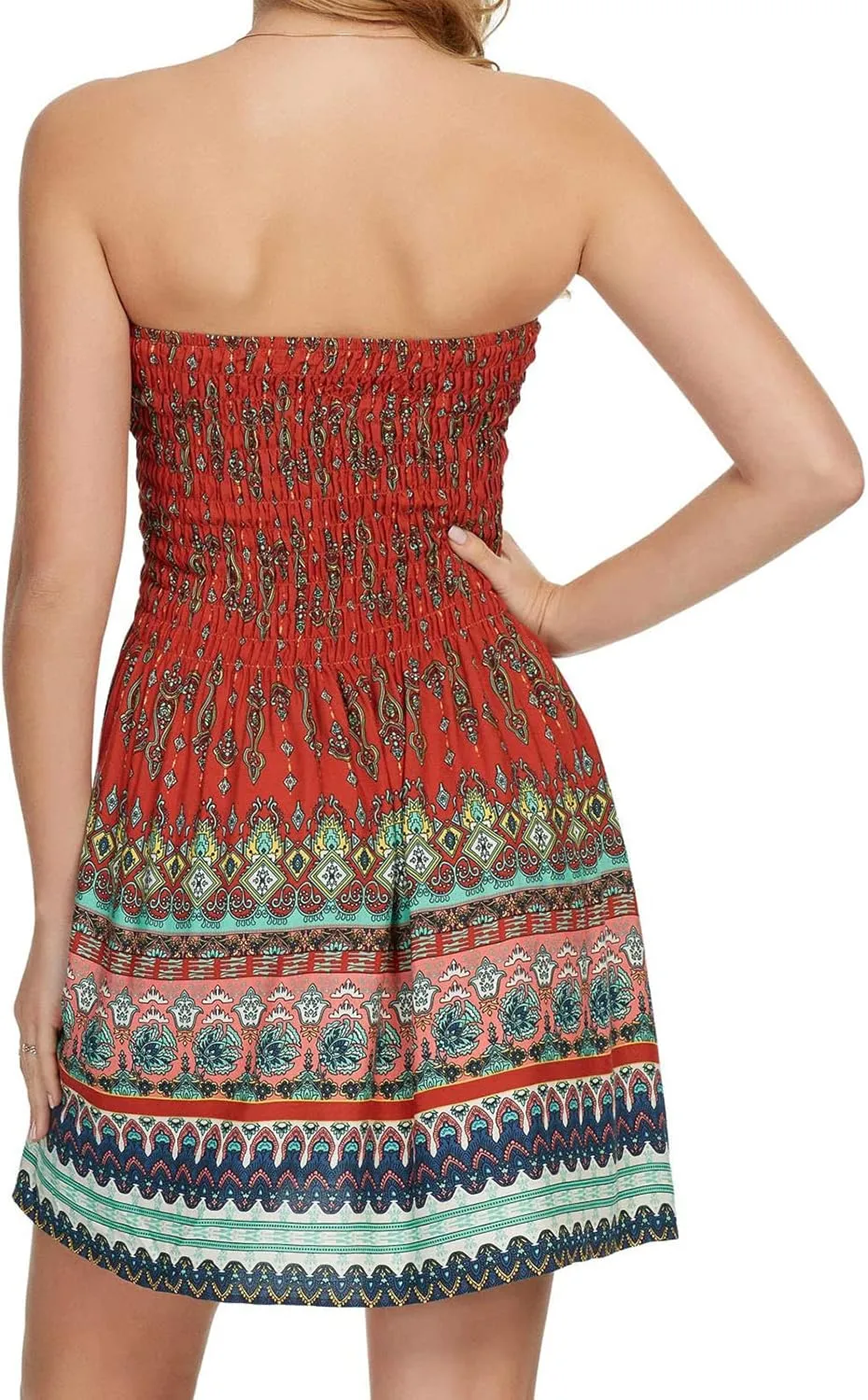 Summer Dress for Women Beach Boho Strapless Cover Ups Off Shoulder Floral Sundresses Off The Shoulder Dresses for Women