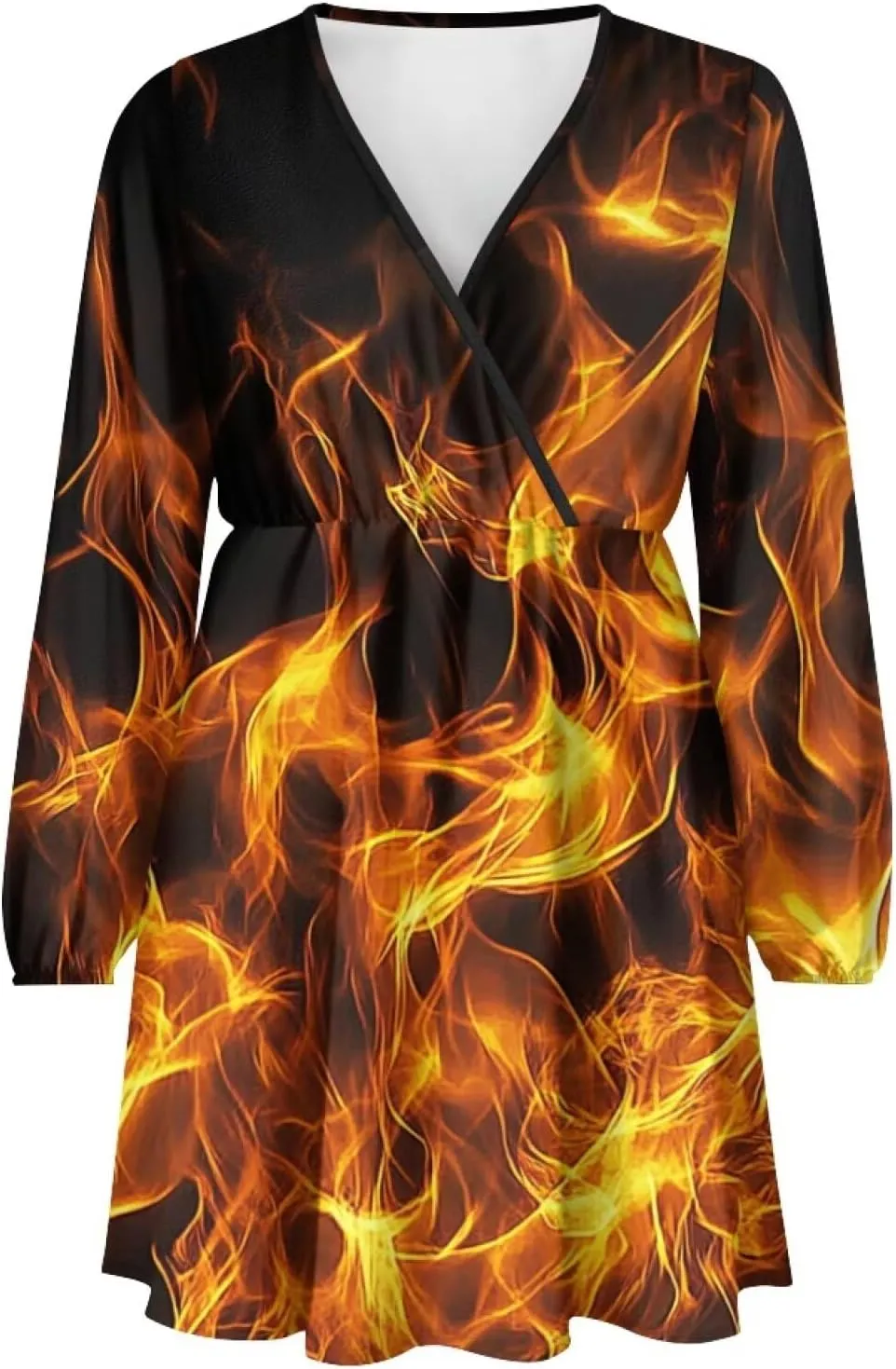 Summer Dress Mini Dress Deep V Neck Long Sleeve Dress Short Jumpsuits for Party Beach Cocktail