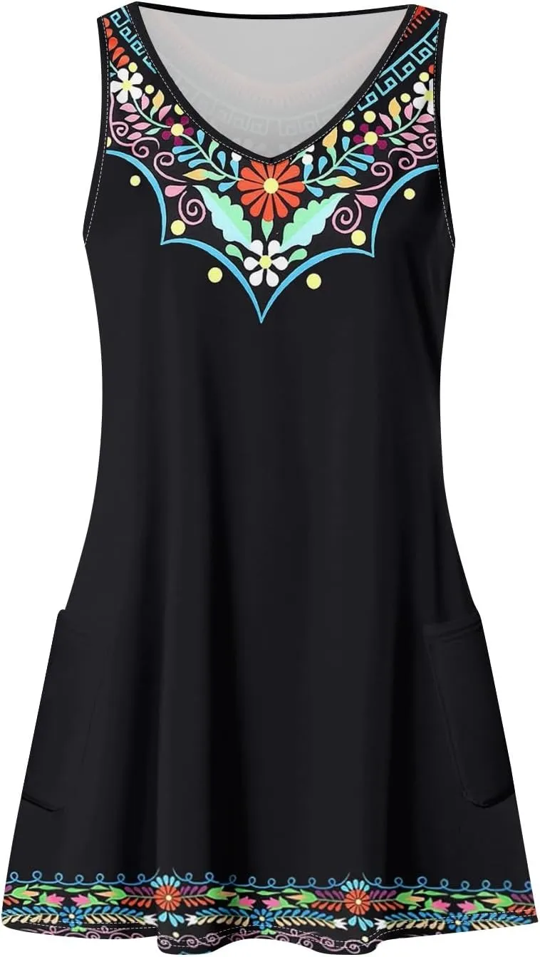 Summer Dresses for Women 2025 Casual Plus Size V Neck Sundresses for Women Beach Sleeveless Tank Dress Short