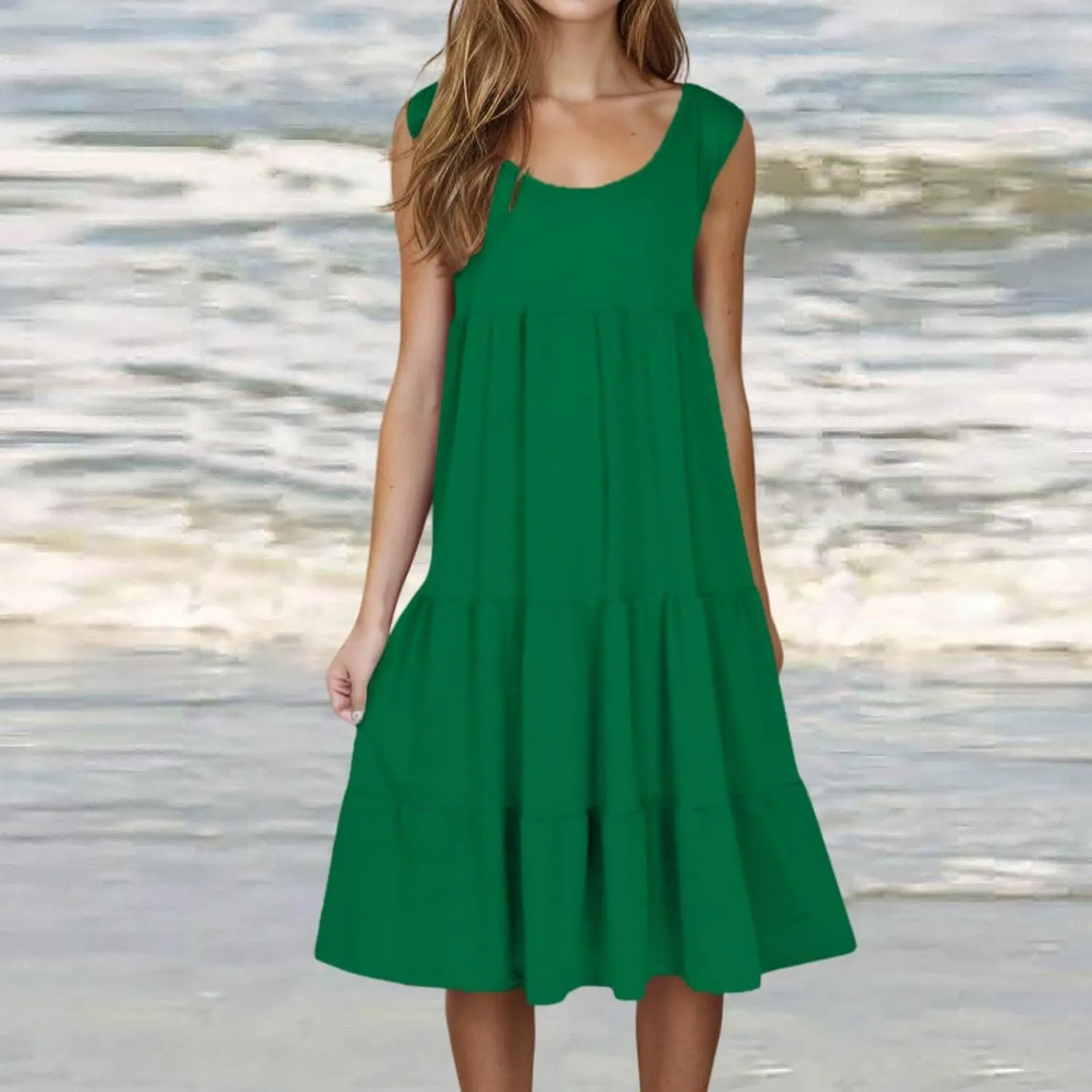 Summer Dresses for Women 2025 Casual Sleeveless Dress Plus Size Beach Sun Dresses Flowy Midi Dresses