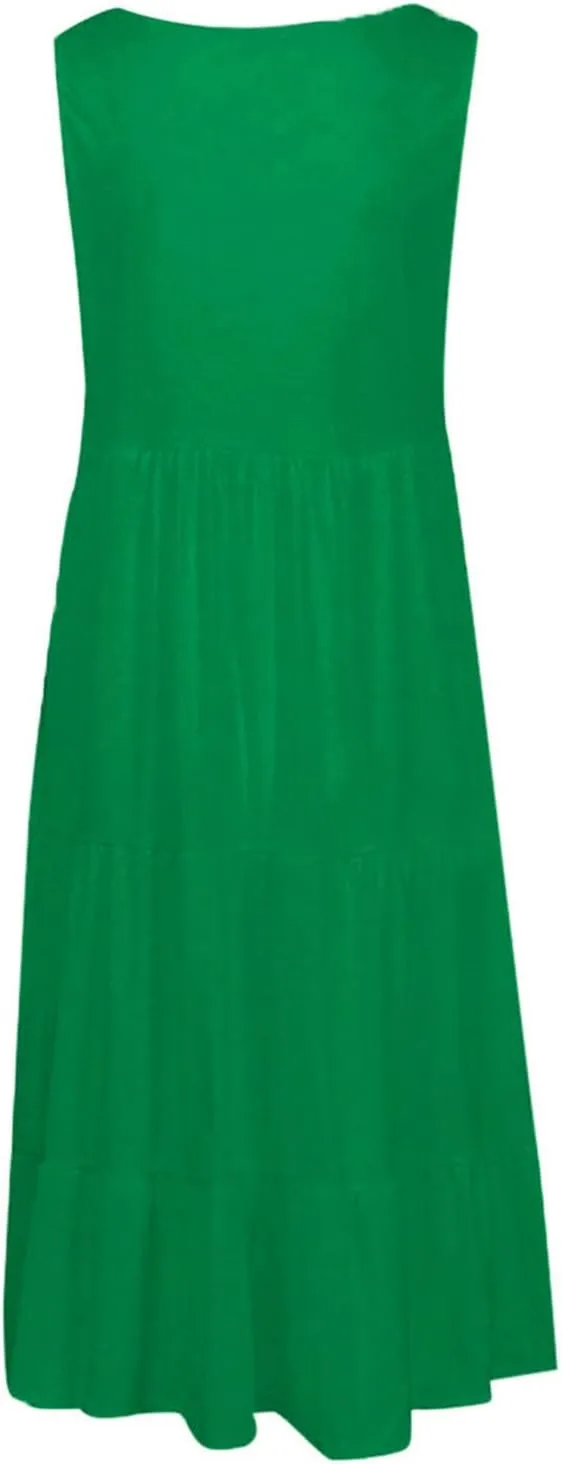 Summer Dresses for Women 2025 Casual Sleeveless Dress Plus Size Beach Sun Dresses Flowy Midi Dresses