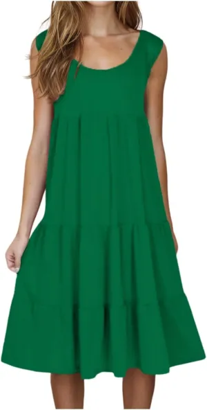 Summer Dresses for Women 2025 Casual Sleeveless Dress Plus Size Beach Sun Dresses Flowy Midi Dresses