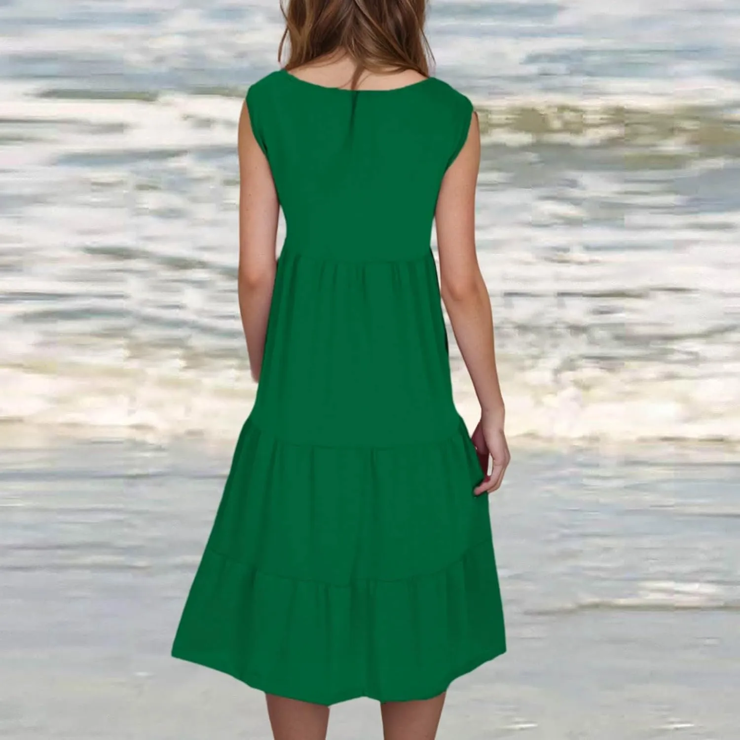 Summer Dresses for Women 2025 Casual Sleeveless Dress Plus Size Beach Sun Dresses Flowy Midi Dresses
