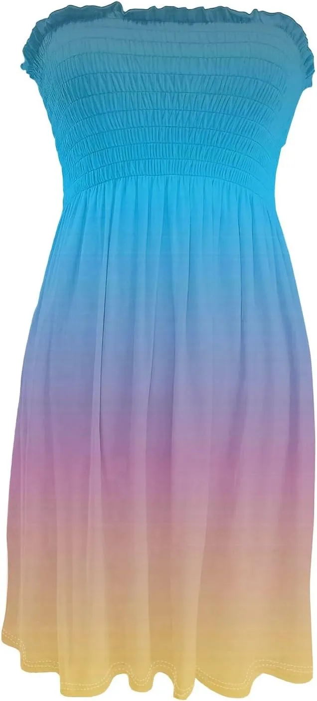 Summer Dresses for Women 2025 Smocked Tube Dress Sexy Off Shoulder Sleeveless Strapless Sundresses Beach Cover Ups