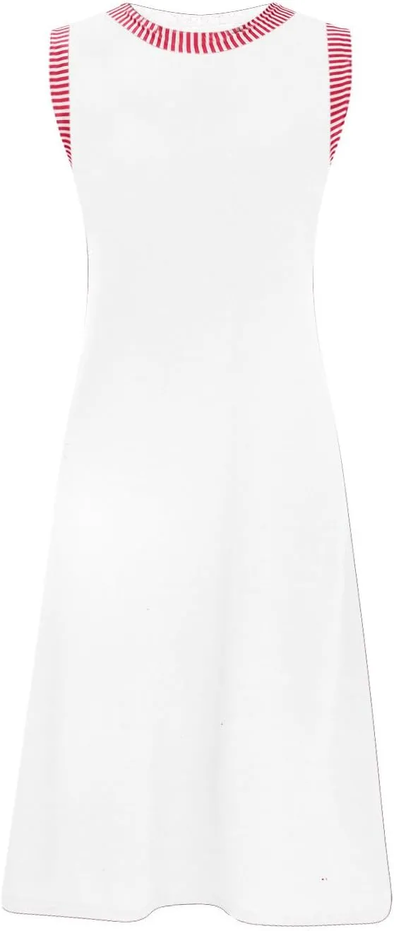 Summer Dresses for Women Casual Crewneck Sleeveless Tank Dress Beach Loose Fit Coverup Mini Sundress Vacation