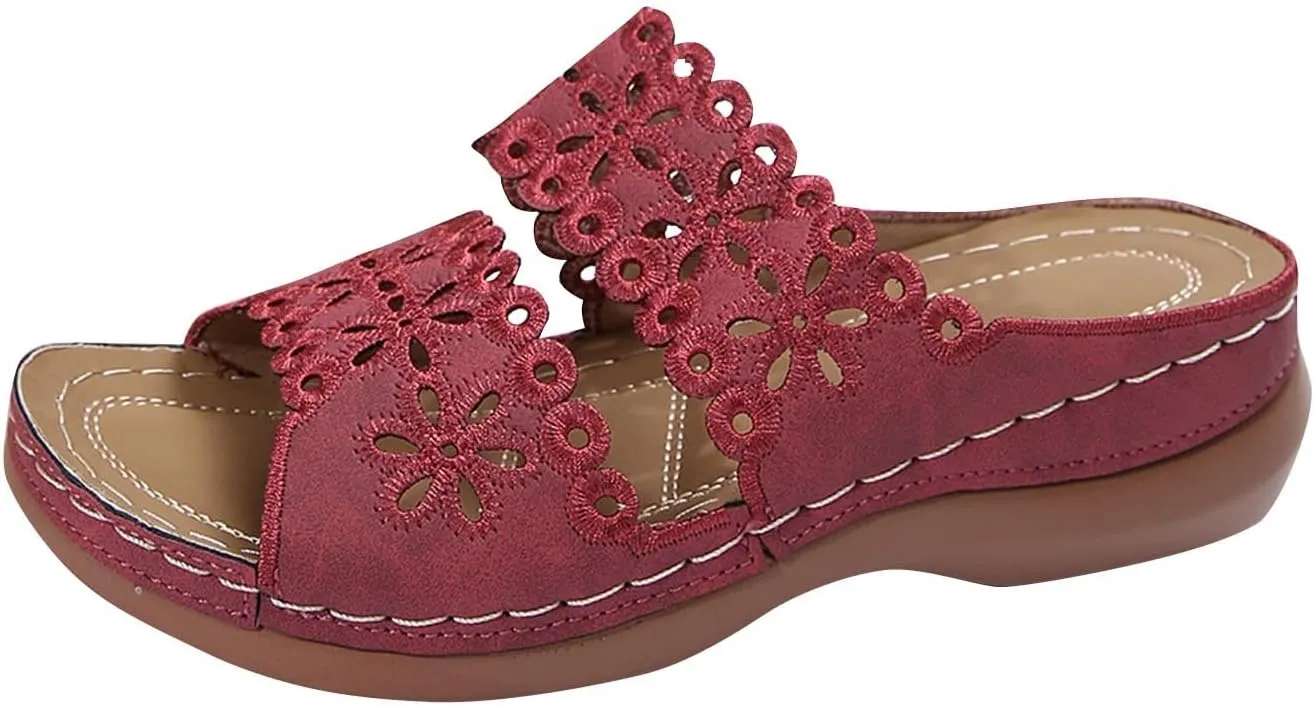 Summer Sandals for Women Mesh Hollow Out Comfort Shoes Orthopedic Arch-Support Walking Wide Width Sandal