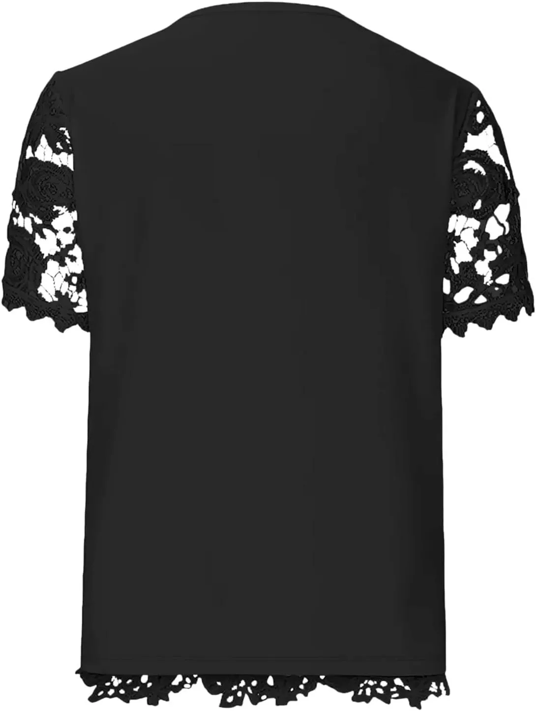 Summer Tops for Women 2025 Lace Crochet Embroidery Crewneck T Shirts Dressy Casual Short Sleeve Elegant Work Blouses