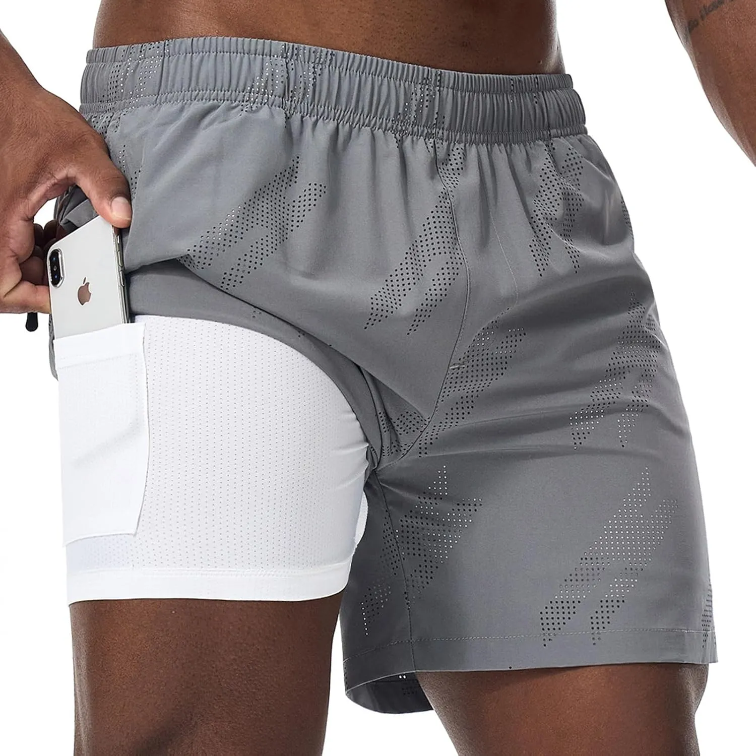 Surenow Mens Running Shorts Quick Dry Athletic Shorts Workout Gym Shorts Outdoor Sports Shorts for Men with Liner Training