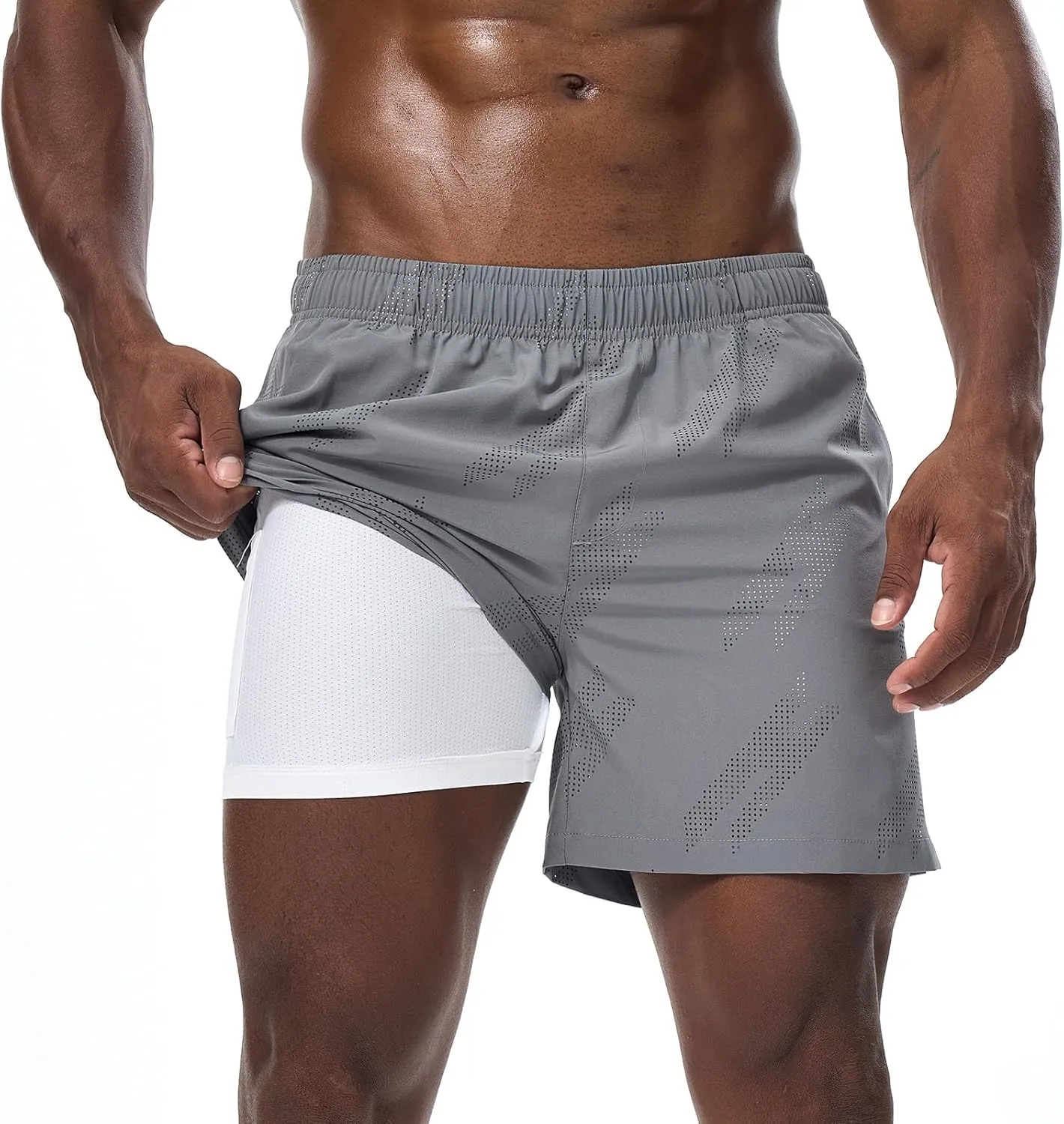 Surenow Mens Running Shorts Quick Dry Athletic Shorts Workout Gym Shorts Outdoor Sports Shorts for Men with Liner Training
