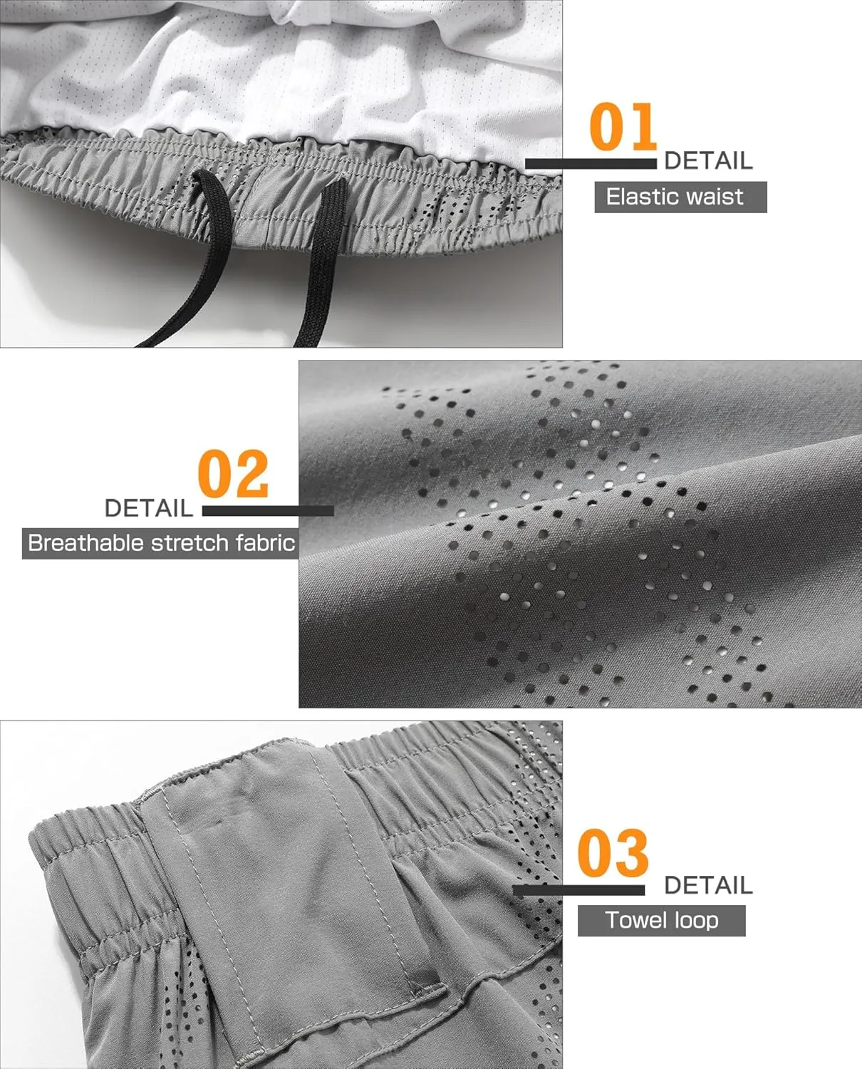 Surenow Mens Running Shorts Quick Dry Athletic Shorts Workout Gym Shorts Outdoor Sports Shorts for Men with Liner Training