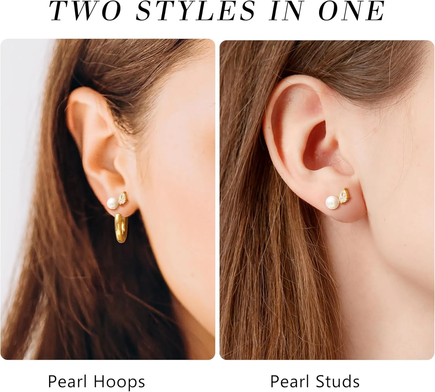 SWEETV 925 Sterling Silver Hoop Earrings for Women Girls,Dainty Small Huggie Hoop Stud Earrings- 2 ways to wear