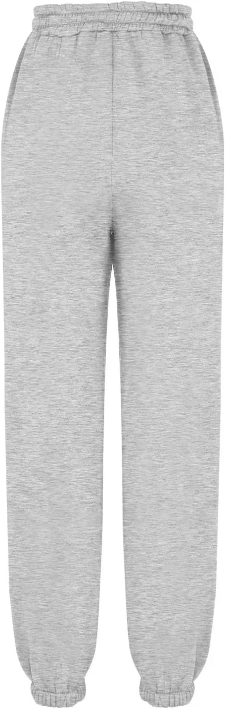 Tapered Sweatpant for Women Solid Color Casual Basic Drawstring Trousers Elastic High Waist Loose Pants with Pockets