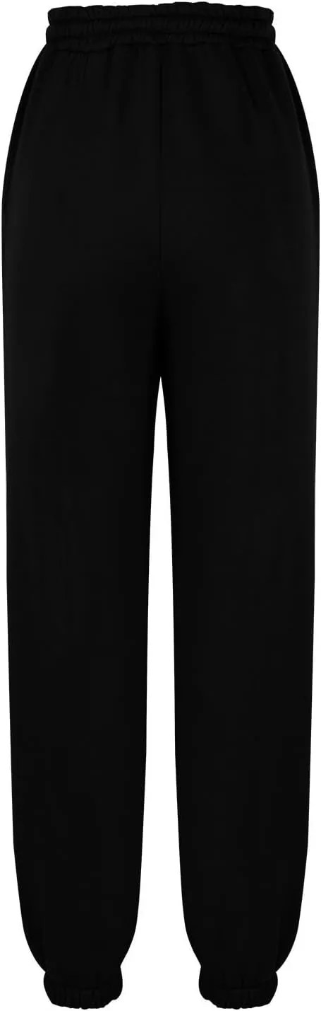 Tapered Sweatpant for Women Solid Color Casual Basic Drawstring Trousers Elastic High Waist Loose Pants with Pockets