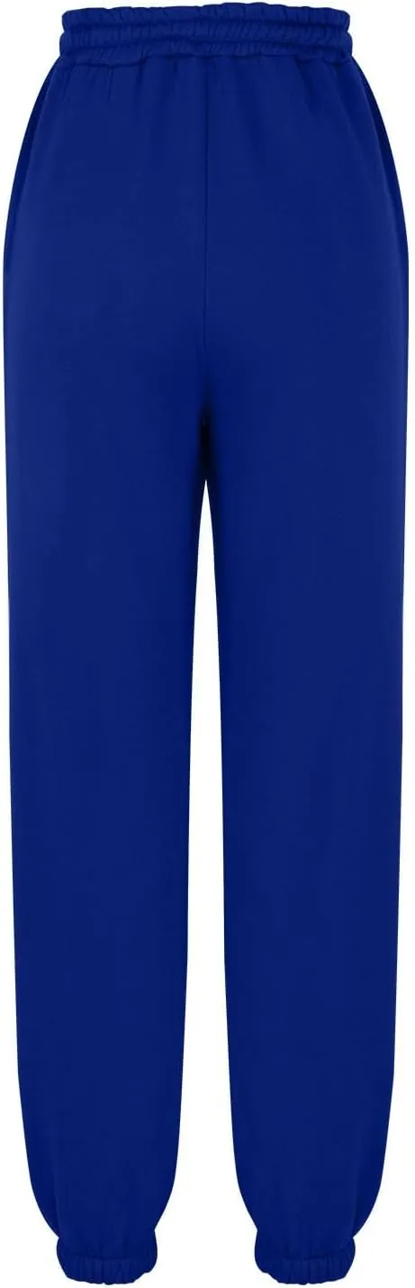 Tapered Sweatpant for Women Solid Color Casual Basic Drawstring Trousers Elastic High Waist Loose Pants with Pockets