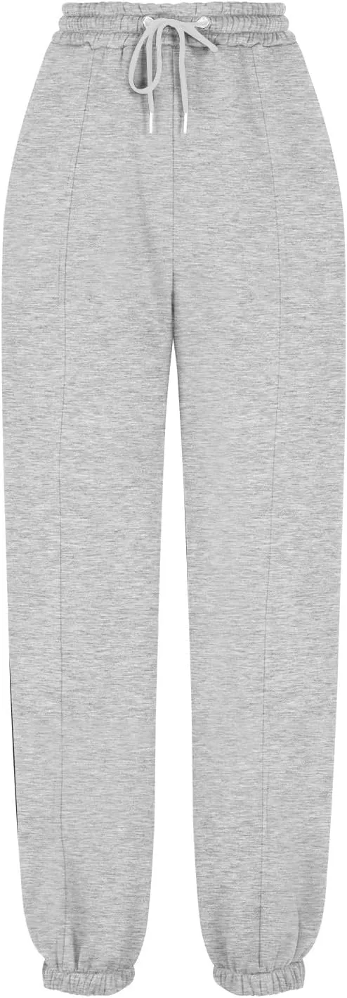 Tapered Sweatpant for Women Solid Color Casual Basic Drawstring Trousers Elastic High Waist Loose Pants with Pockets