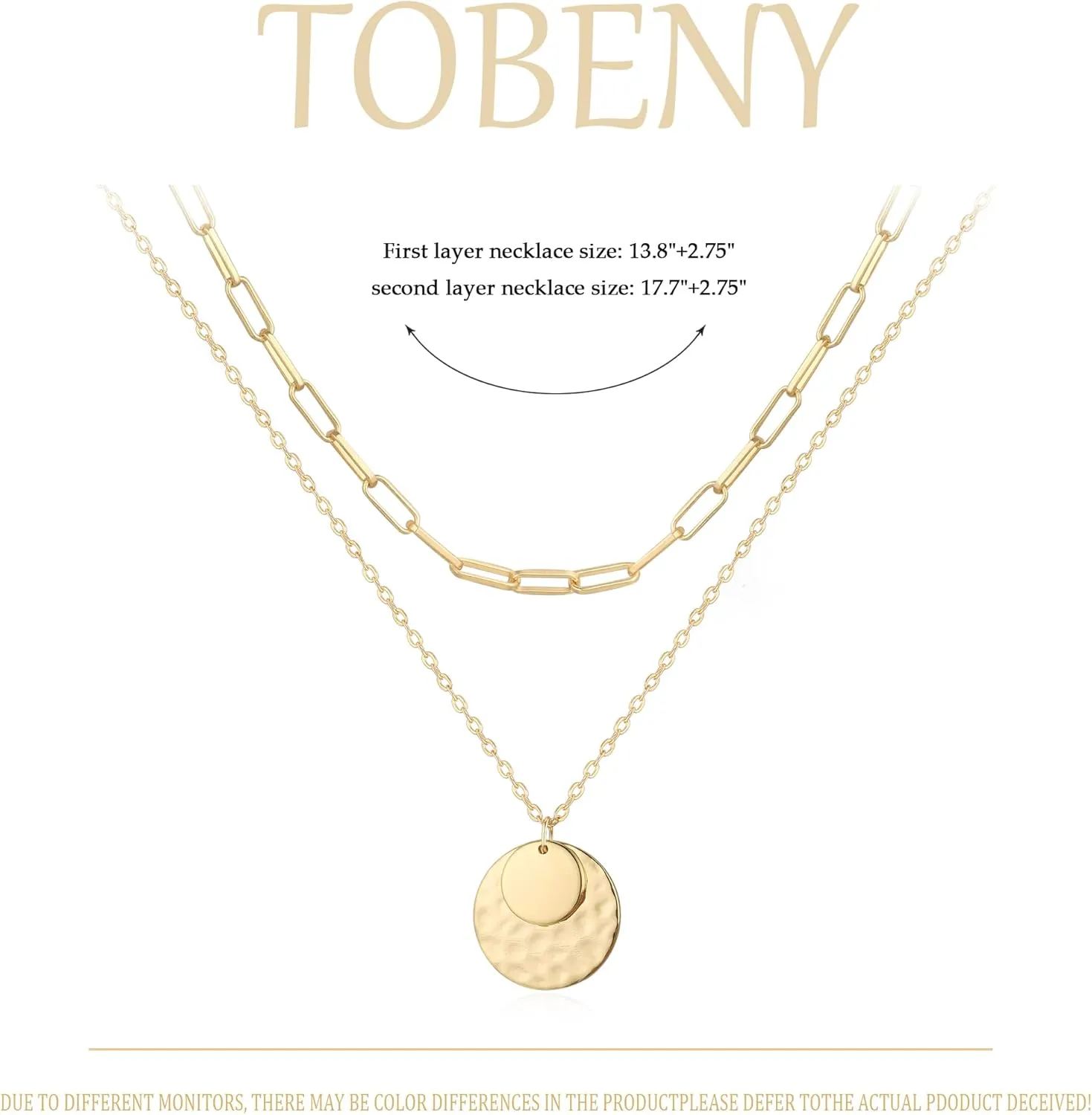 TOBENY Layered Necklaces for Women Dainty 14k Gold Plated Cross Moon Choker Necklaces Simple Gold Layered Chain Pendant Necklaces Jewelry Gift for Women