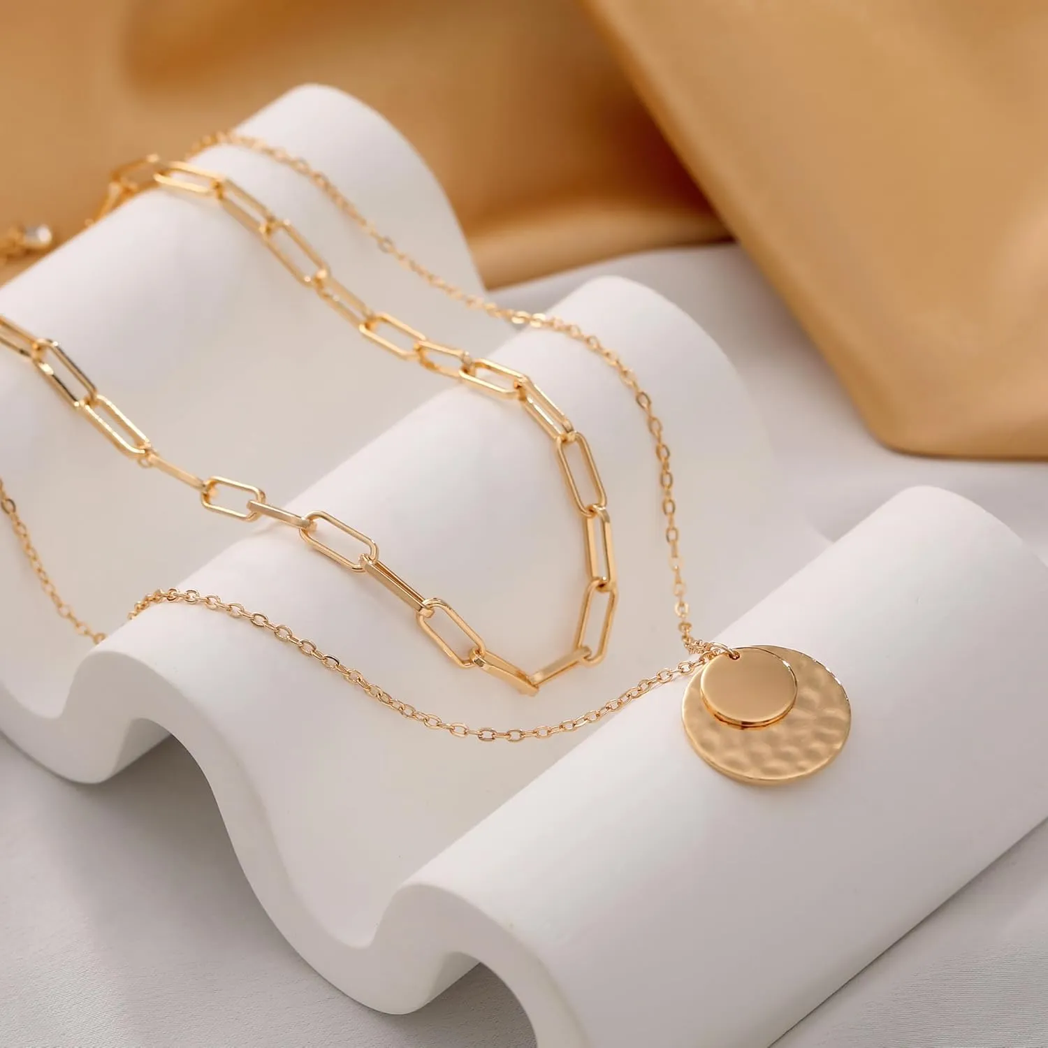 TOBENY Layered Necklaces for Women Dainty 14k Gold Plated Cross Moon Choker Necklaces Simple Gold Layered Chain Pendant Necklaces Jewelry Gift for Women