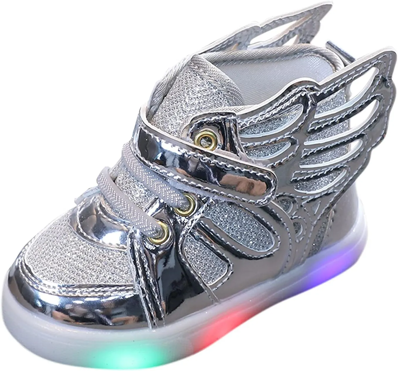 Toddler Girls Light Up Sequins Running Shoes Slip On Flashing Casual Shoes Girls High Top Sneakers for Kids