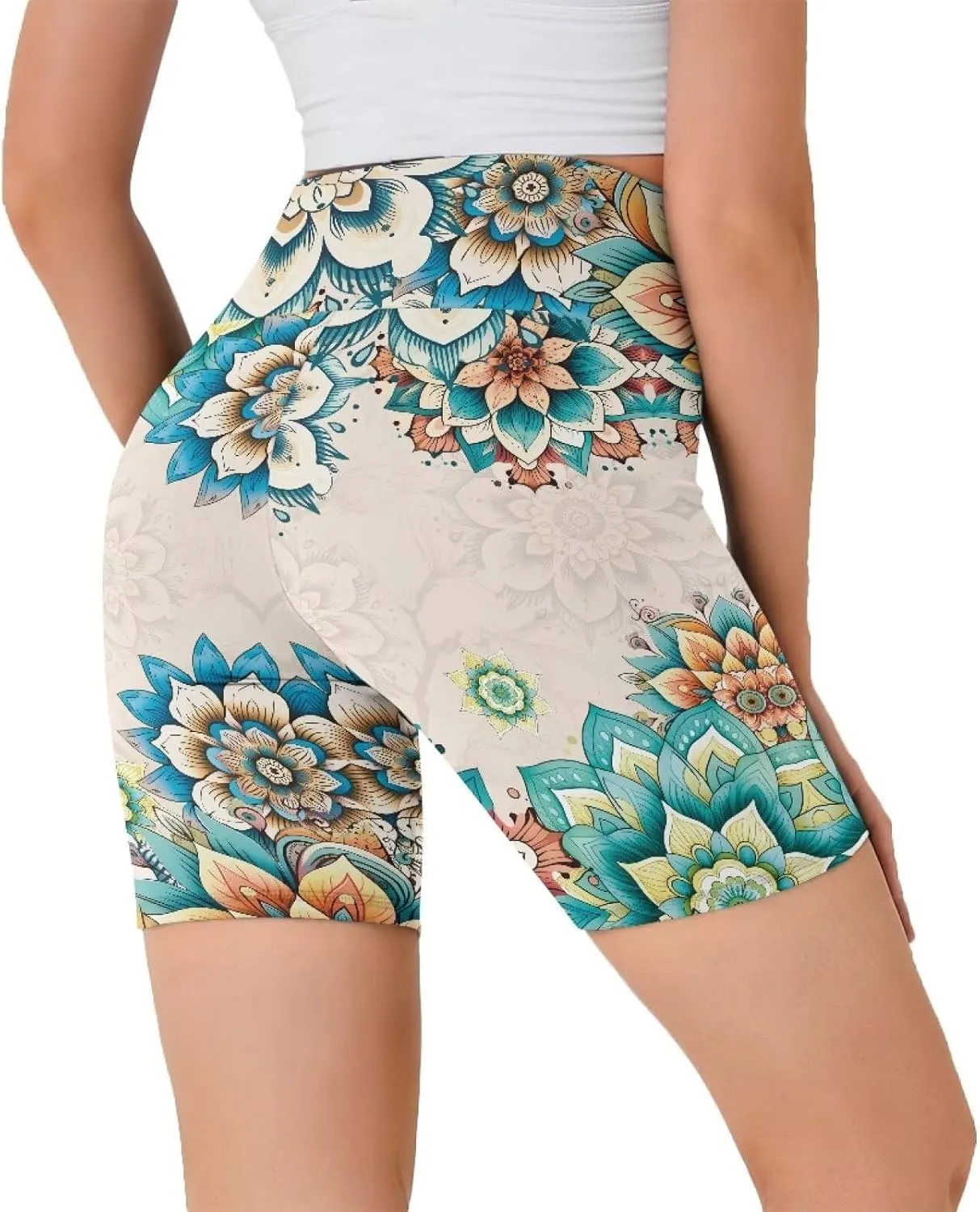 Uourmeti Biker Shorts Women Tummy Control Cycling Shorts Padded Spandex Shorts Plus Size