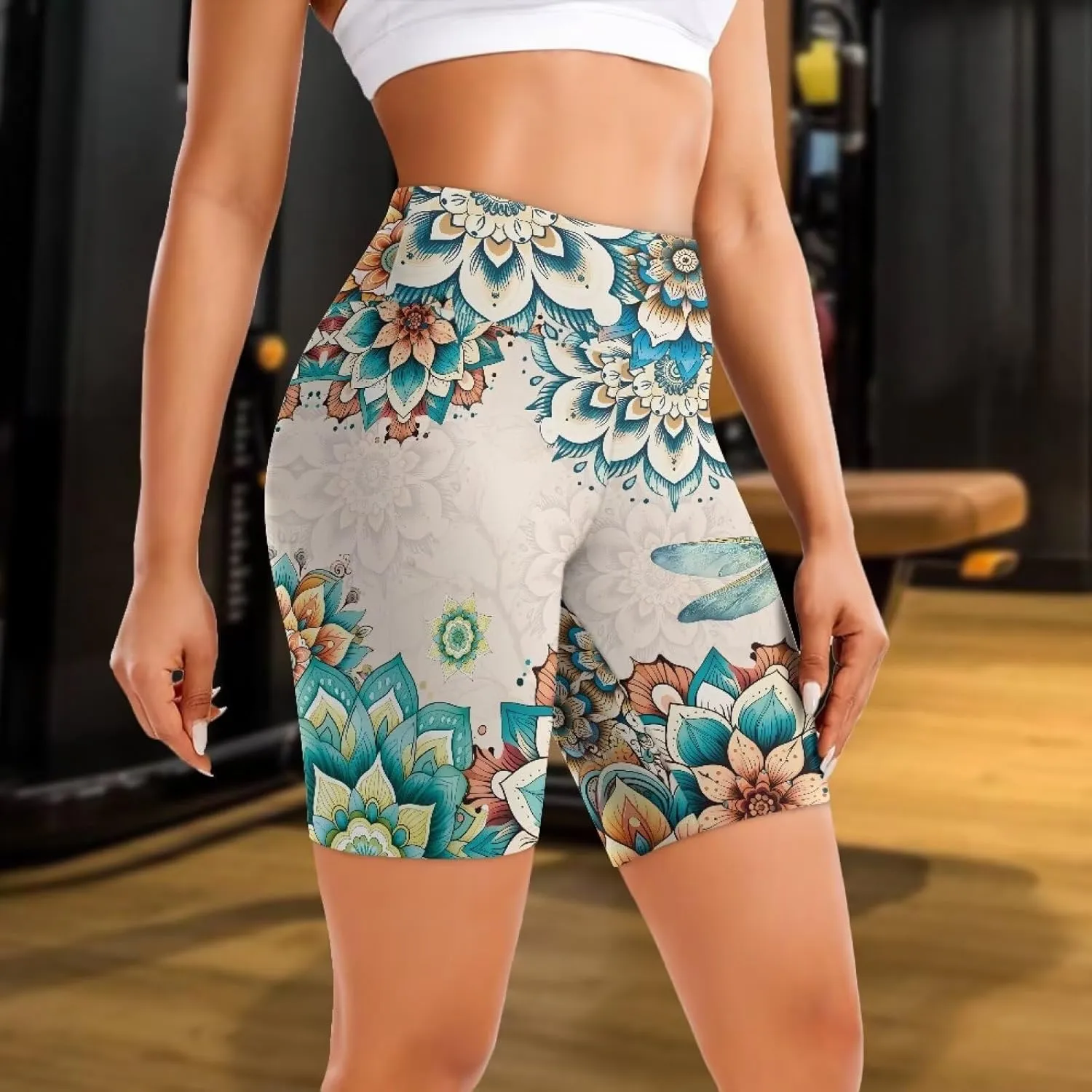 Uourmeti Biker Shorts Women Tummy Control Cycling Shorts Padded Spandex Shorts Plus Size