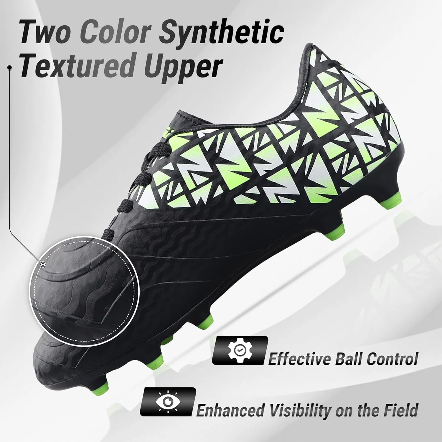 Vizari Pismo Junior Firm Ground Youth Soccer Cleats for Boys & Girls | Perfect Synthetic Boys Football Cleats with TPU Outsole | Water Resistant & Durable Sports Shoes