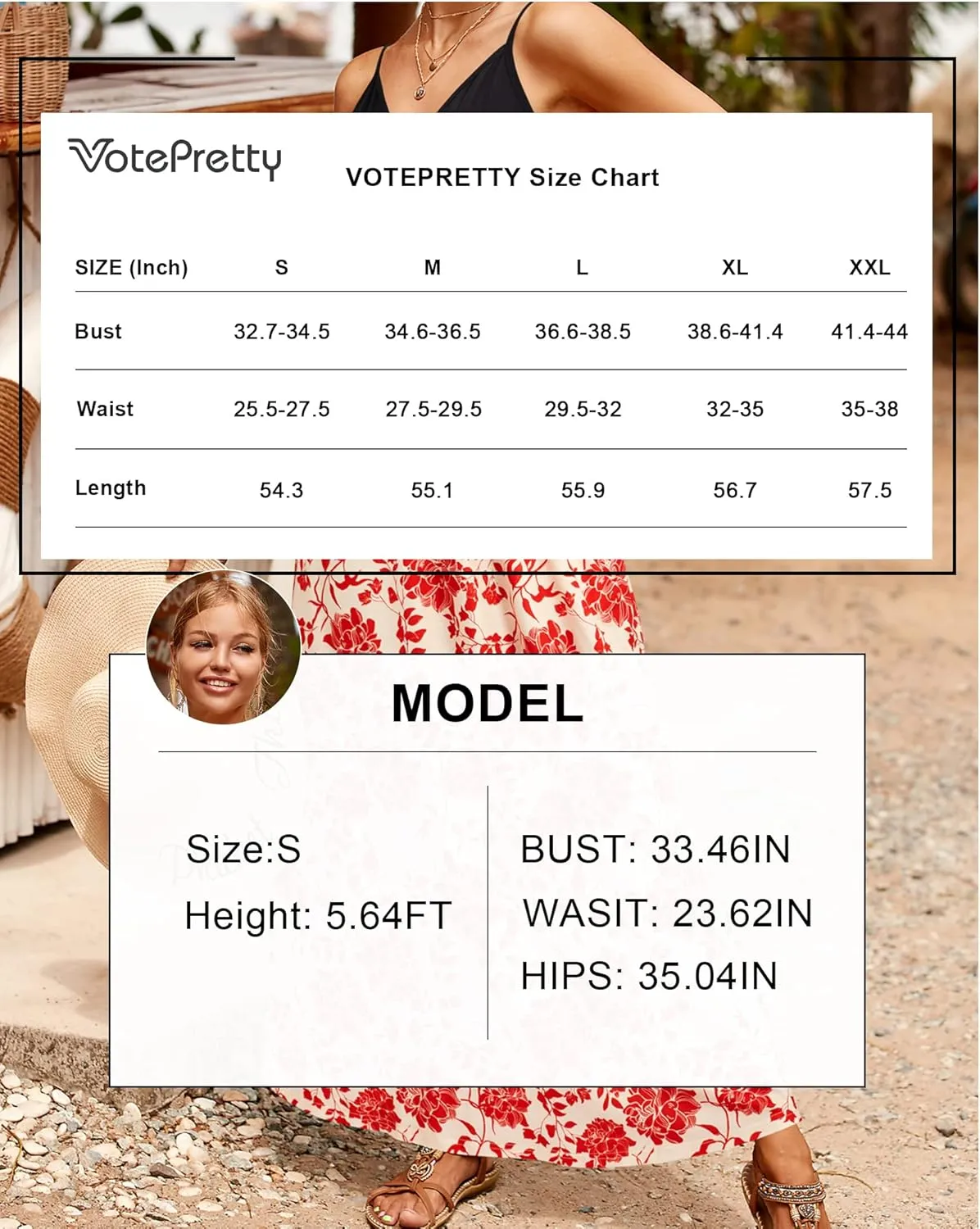 VOTEPRETTY Womens V Neck Wrap Spaghetti Strap Summer Casual Beach Floral Pockets Maxi Dress