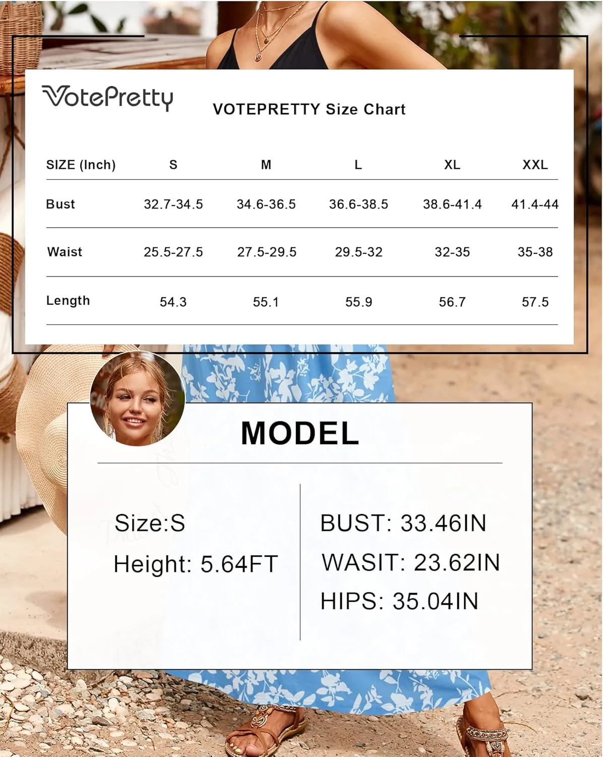 VOTEPRETTY Womens V Neck Wrap Spaghetti Strap Summer Casual Beach Floral Pockets Maxi Dress