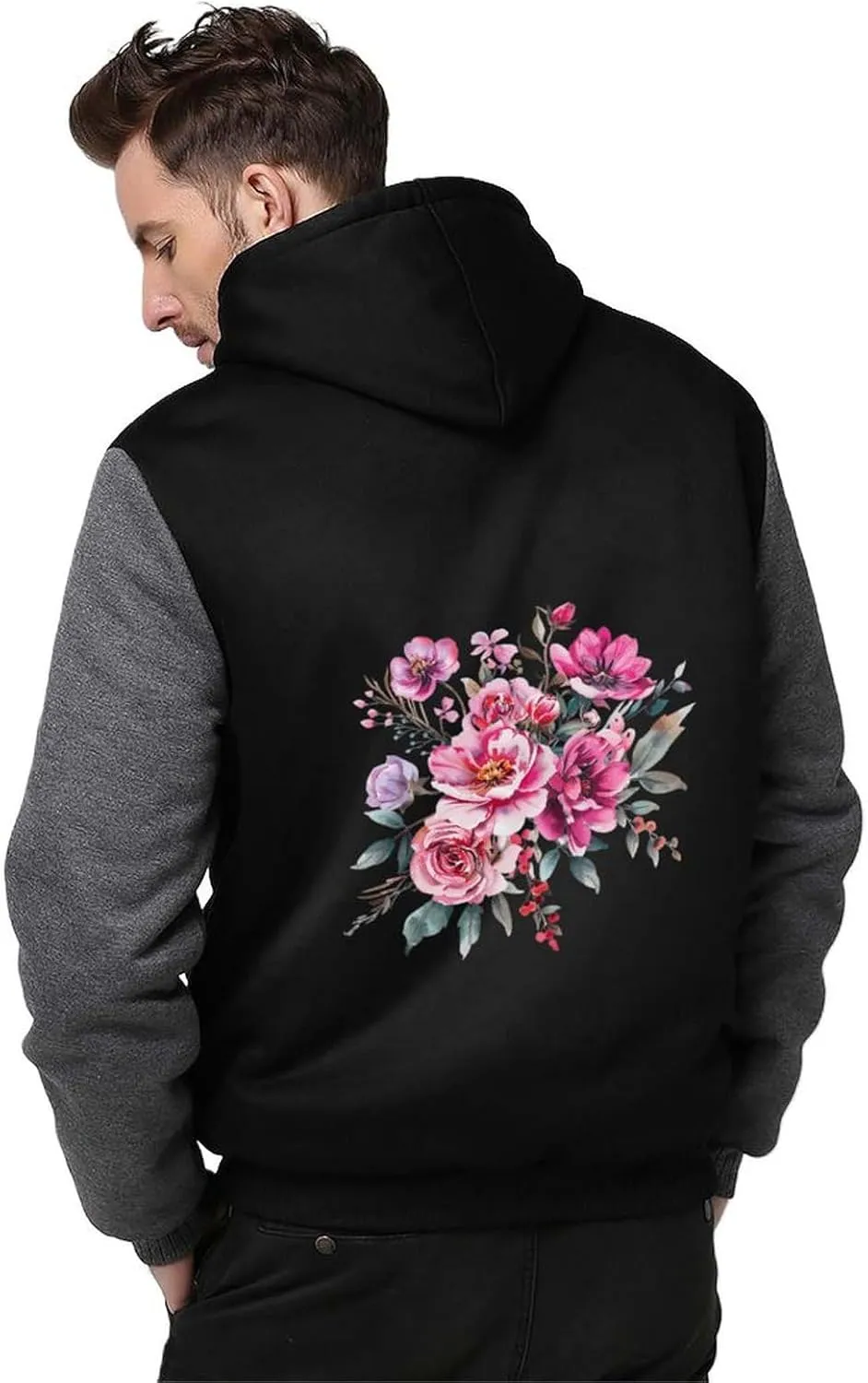 Watercolor Wild Flower Bouquet Men's Thick Hoodies Heavyweight Sweatshirt Fleece Warm Jackets