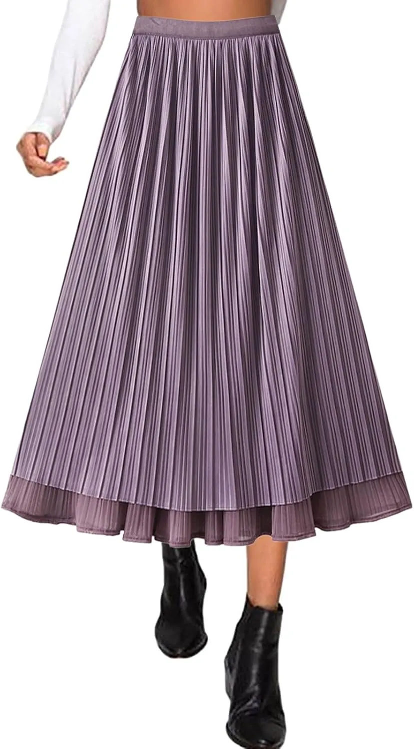White Skirt Womens Cotton Linen Skirts Spring Summer A Line Pleated Maxi Midi Skirt For Women 2024