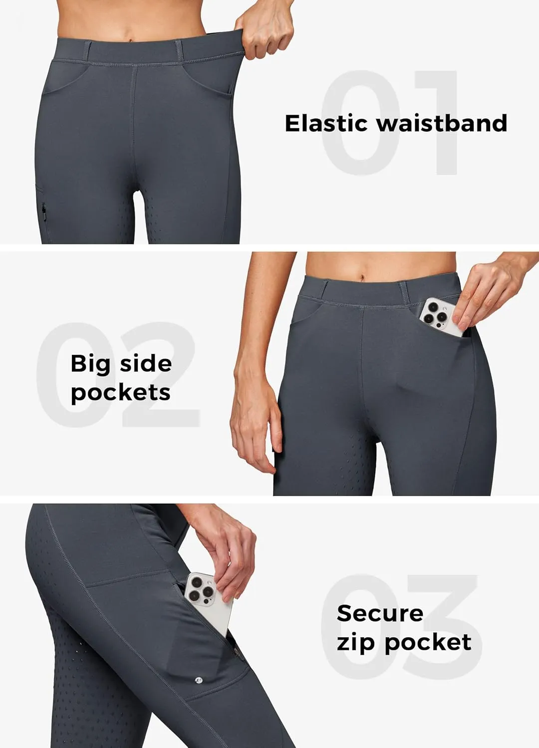 Willit Women's Fleece Riding Breeches Winter Horse Riding Pants Tights Equestrian Thermal Schooling Tights