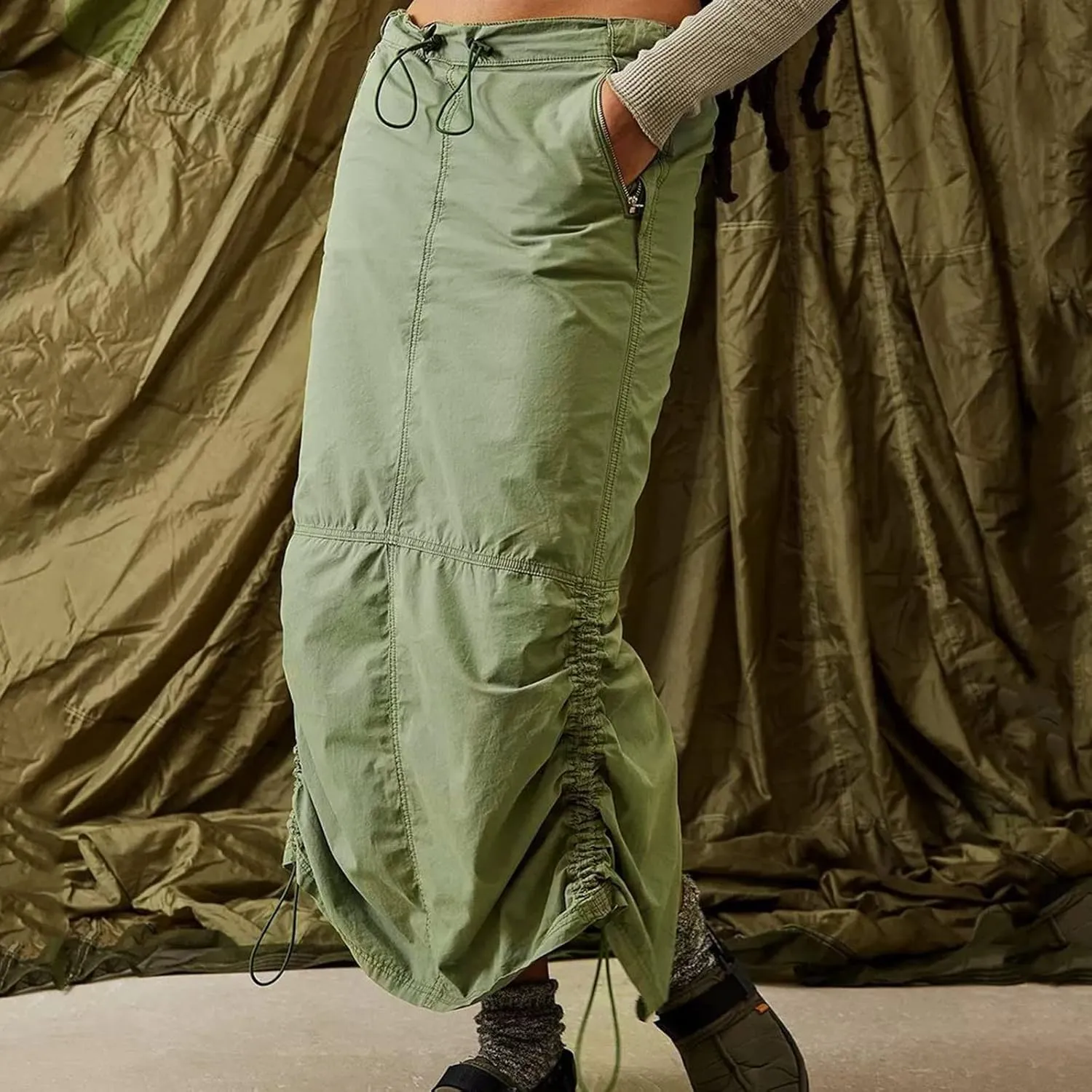 Women Cargo Midi Denim Skirt High Waisted Skirts Summer Skirt with Pocket Spring Dresses for Women's Novelty