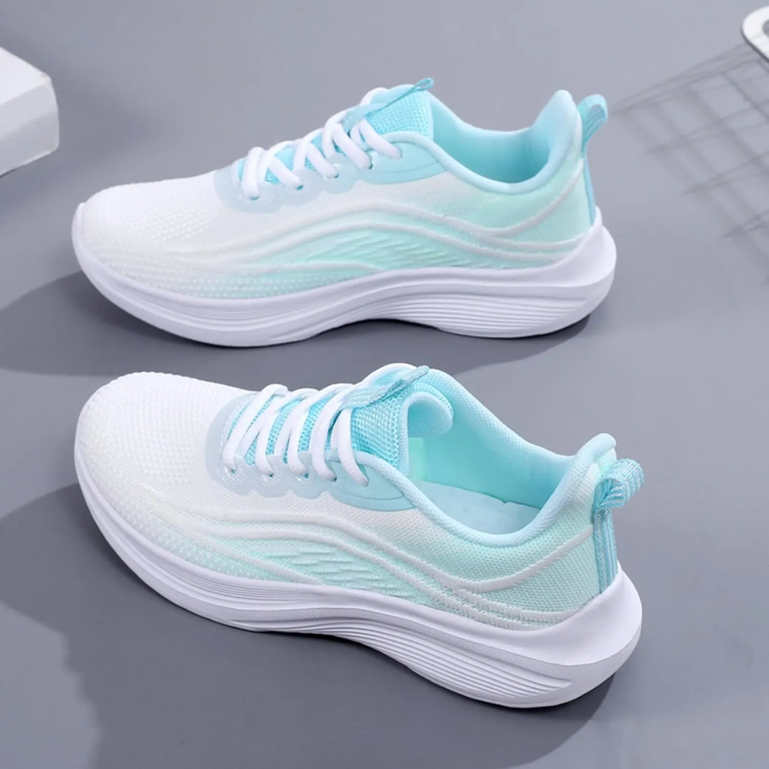 Women Casual Sneaker Lace Up Lightweight Breathable Athletic Shoes Fashion Mesh Running Sneakers Wide Width Walking Shoes