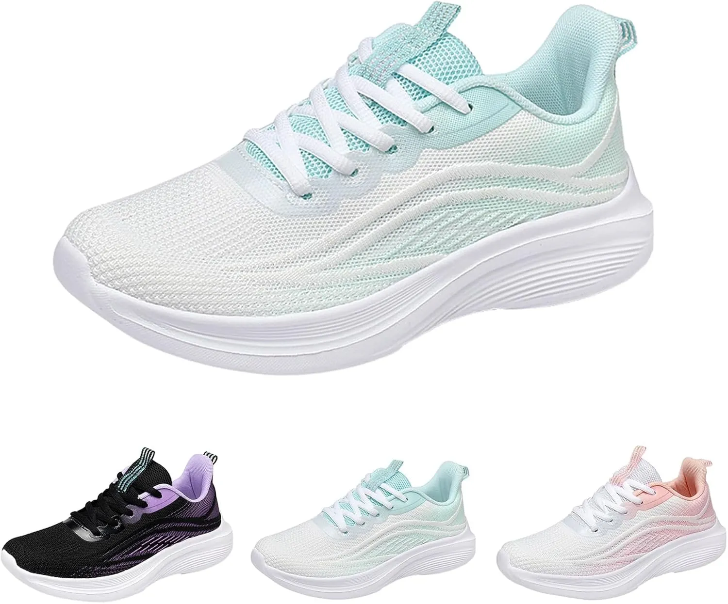 Women Casual Sneaker Lace Up Lightweight Breathable Athletic Shoes Fashion Mesh Running Sneakers Wide Width Walking Shoes