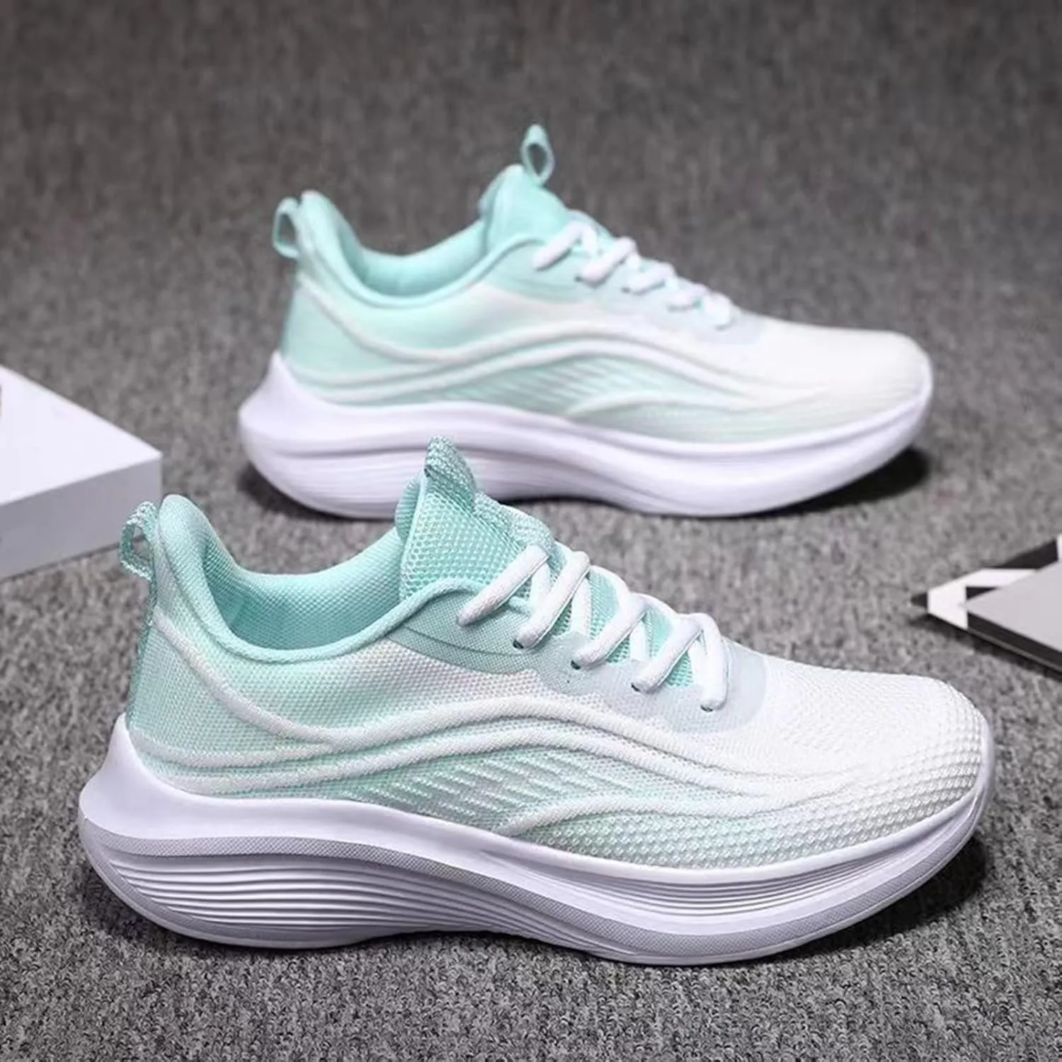 Women Casual Sneaker Lace Up Lightweight Breathable Athletic Shoes Fashion Mesh Running Sneakers Wide Width Walking Shoes