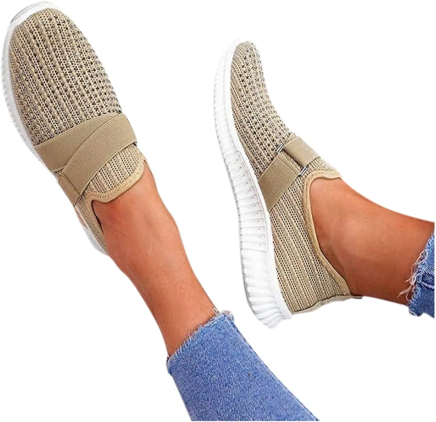 Women Comfortable Slip On Loafers Casual Walking Shoes Lightweight Canvas Sneakers Non Slip Flat Flats