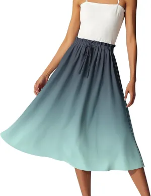 Women Floral Maxi Skirt- Smocked High Waist Cotton Flowy Long Skirts Summer Boho Beach Hawaiian Vacation A Line Skirt