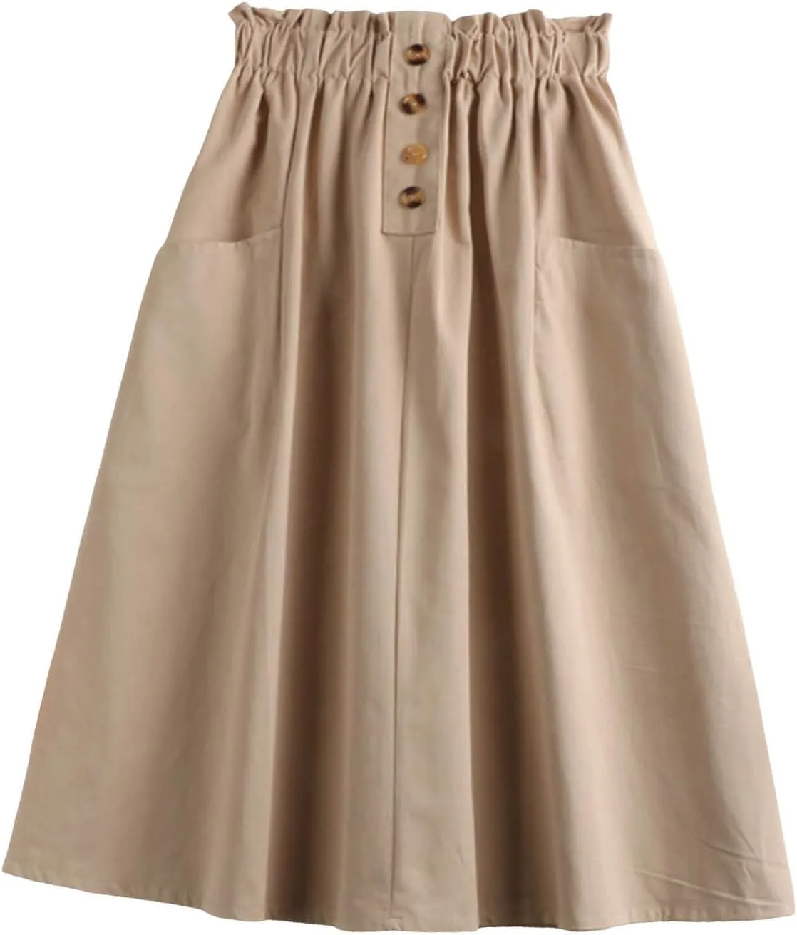 Women Midi Skirt Women's Button Down Denim Skirt High Waisted Casual Loose Jean Midi Skirts with Pockets
