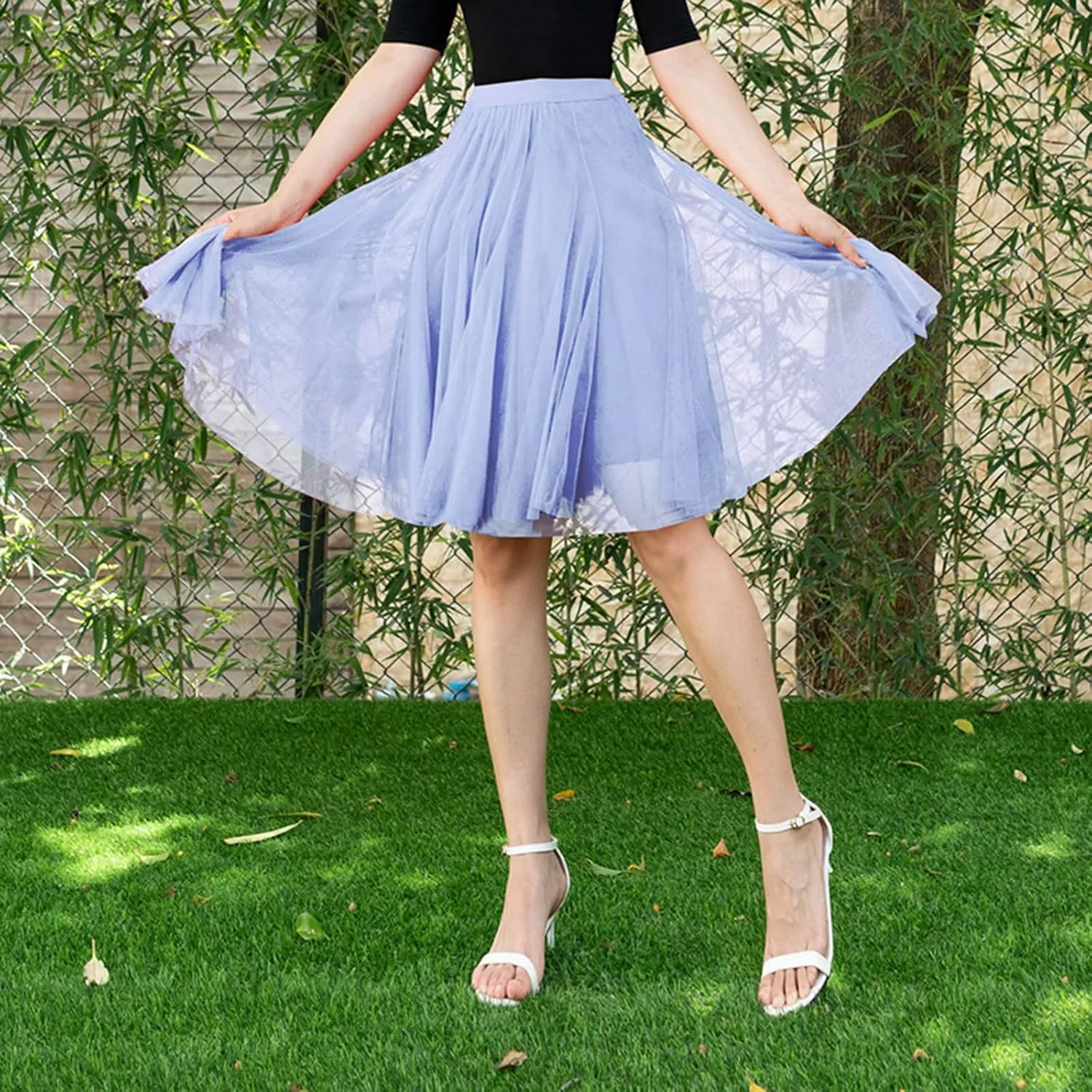 Women Midi Skirts Dressy High Knee Length Skirt Pleated Skirt Dancing Womens High Waist A Line Skirt for Summer