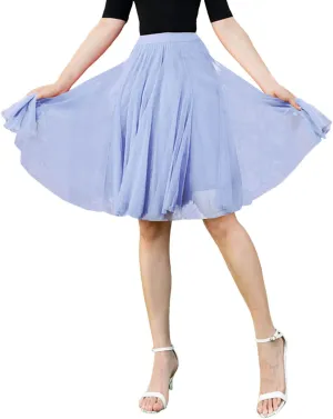 Women Midi Skirts Dressy High Knee Length Skirt Pleated Skirt Dancing Womens High Waist A Line Skirt for Summer