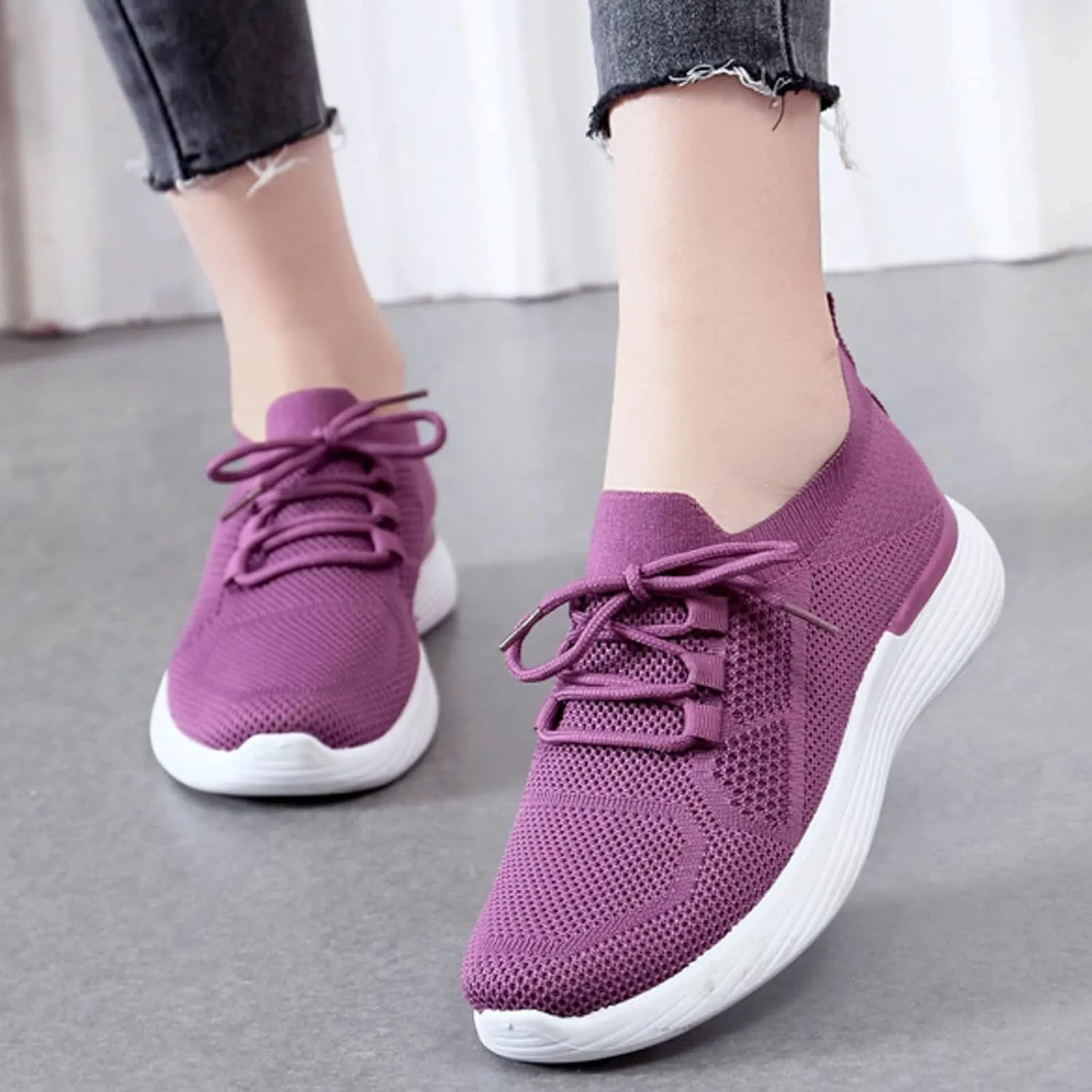 Women Slip On Walking Shoes Comfortable Sneakers Casual Lightweight Canvas Flats Non Slip Breathable Loafers