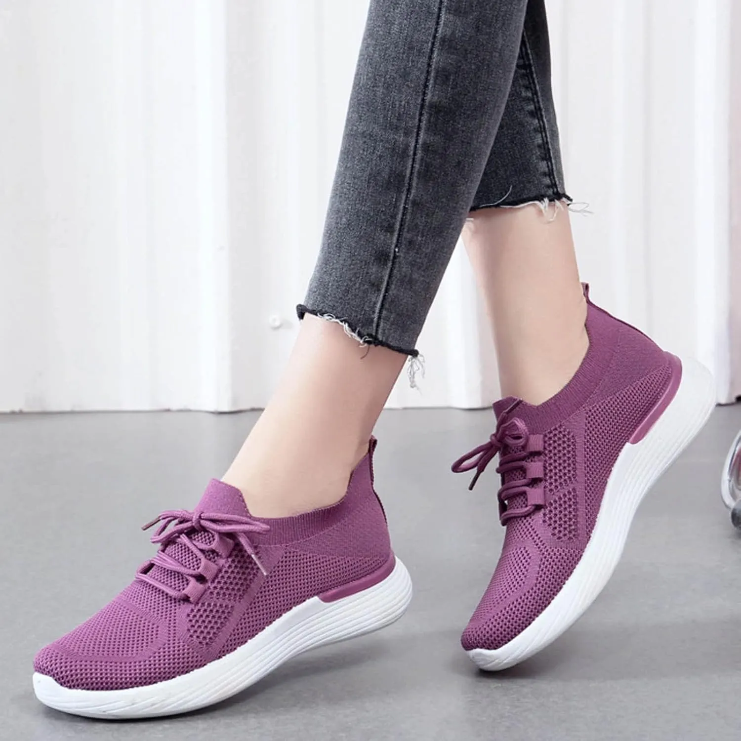 Women Slip On Walking Shoes Comfortable Sneakers Casual Lightweight Canvas Flats Non Slip Breathable Loafers