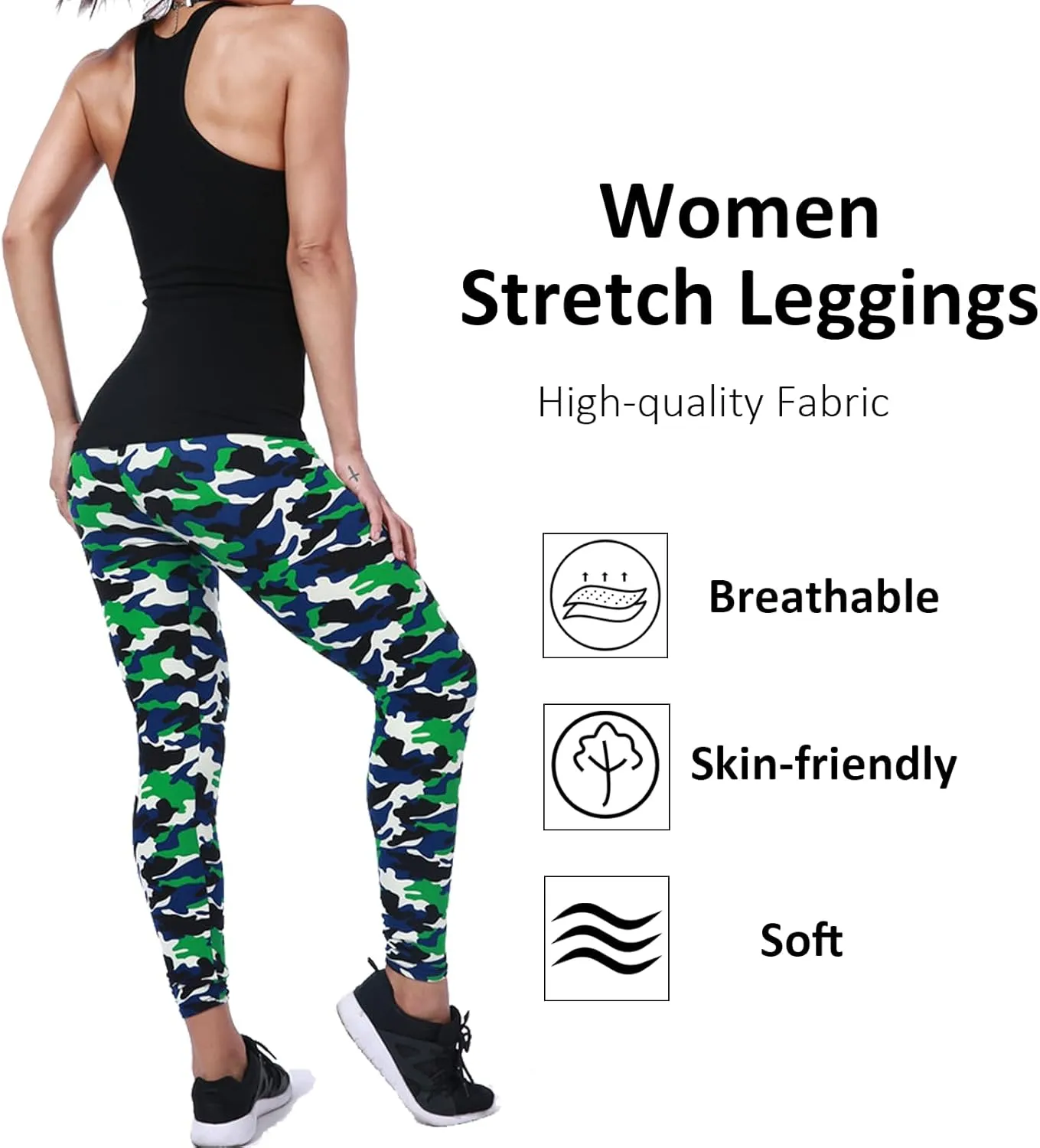 Women Stretch Leggings Camouflage Leggings Yoga High Waist Striped Trousers Leopard Patterned Compression Pants