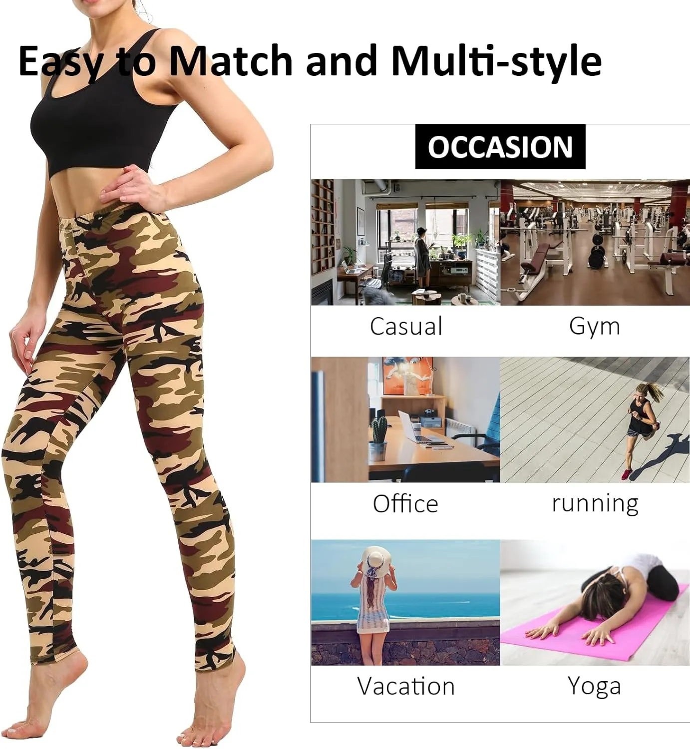 Women Stretch Leggings Camouflage Leggings Yoga High Waist Striped Trousers Leopard Patterned Compression Pants