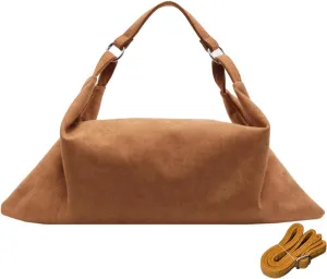 Women Suede Handbag Winter Fall Shoulder Crossbody Bag Vintage Elegant Tote Satchel Soft Top Handle Messenger Bag