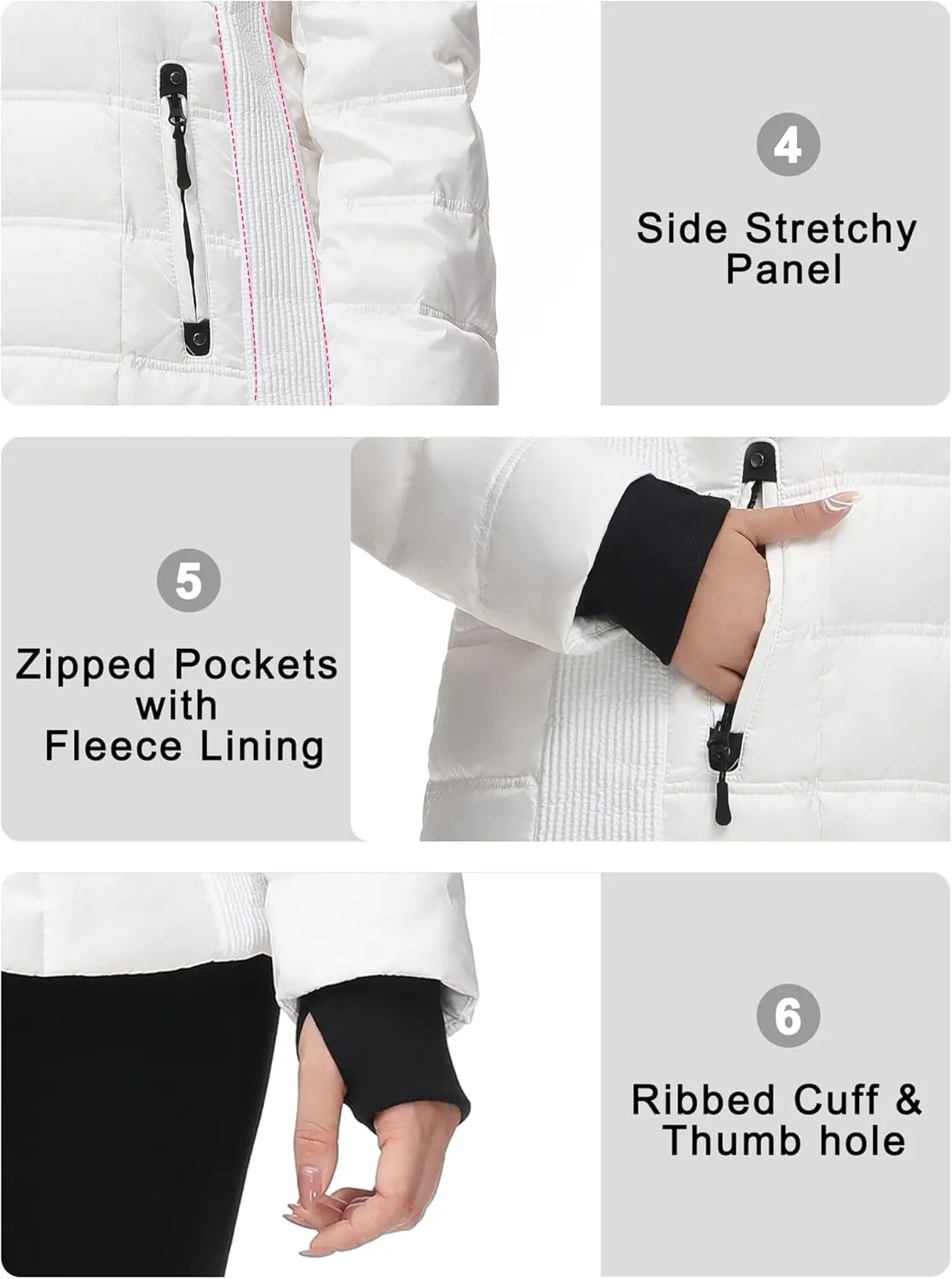 Women Warm Winter Down Puffer Jacket-Hooded Winter Puffer Coat for Women with Faux Fur Lined Hood and Collar
