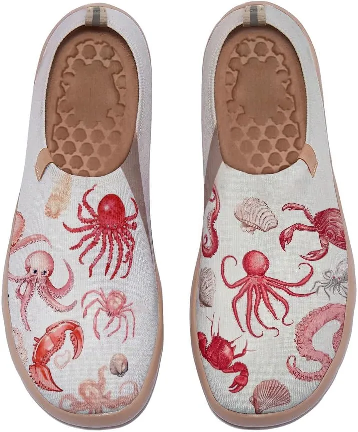 Women's Art Slip on Travel Shoes Breathable Knitted Machine Washable Sneakers Comfortable Summer Casual Loafers