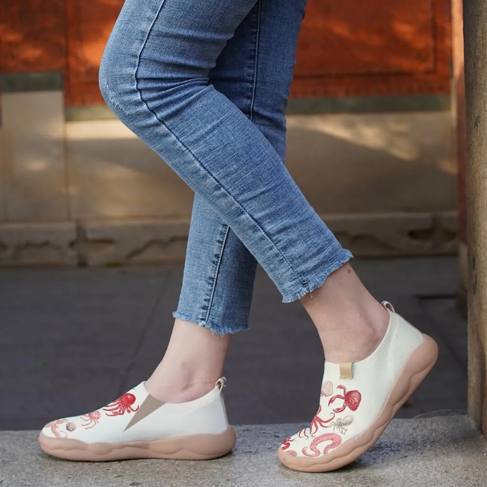 Women's Art Slip on Travel Shoes Breathable Knitted Machine Washable Sneakers Comfortable Summer Casual Loafers