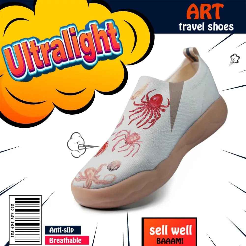 Women's Art Slip on Travel Shoes Breathable Knitted Machine Washable Sneakers Comfortable Summer Casual Loafers