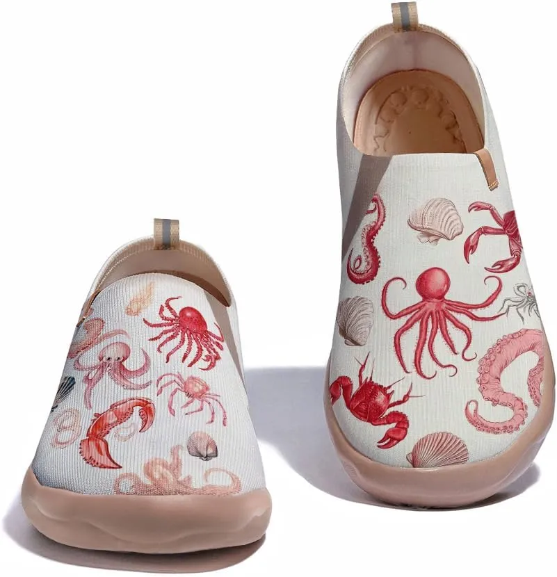 Women's Art Slip on Travel Shoes Breathable Knitted Machine Washable Sneakers Comfortable Summer Casual Loafers