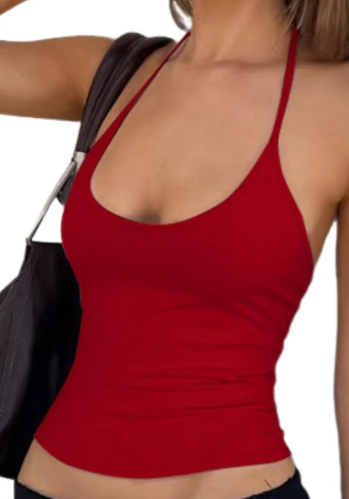 Womens Camisole Tank Top Undershirt Adjustable Spaghetti Strap Deep U-Neck Sexy Solid Color Stretchy Camisoles